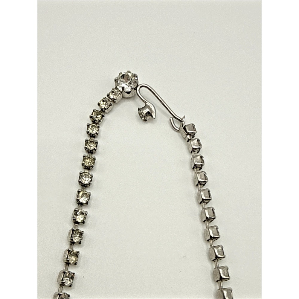VINTAGE WEISS RHINESTONE CRYSTAL NECKLACE CHOCKER 14" CLEAR COLOR Retro - Picture 8 of 8